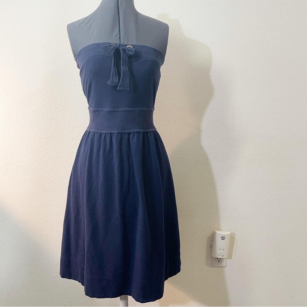 Allihop/Anthropologie Vintage  “Sailor” Navy Strapless Dress with pockets